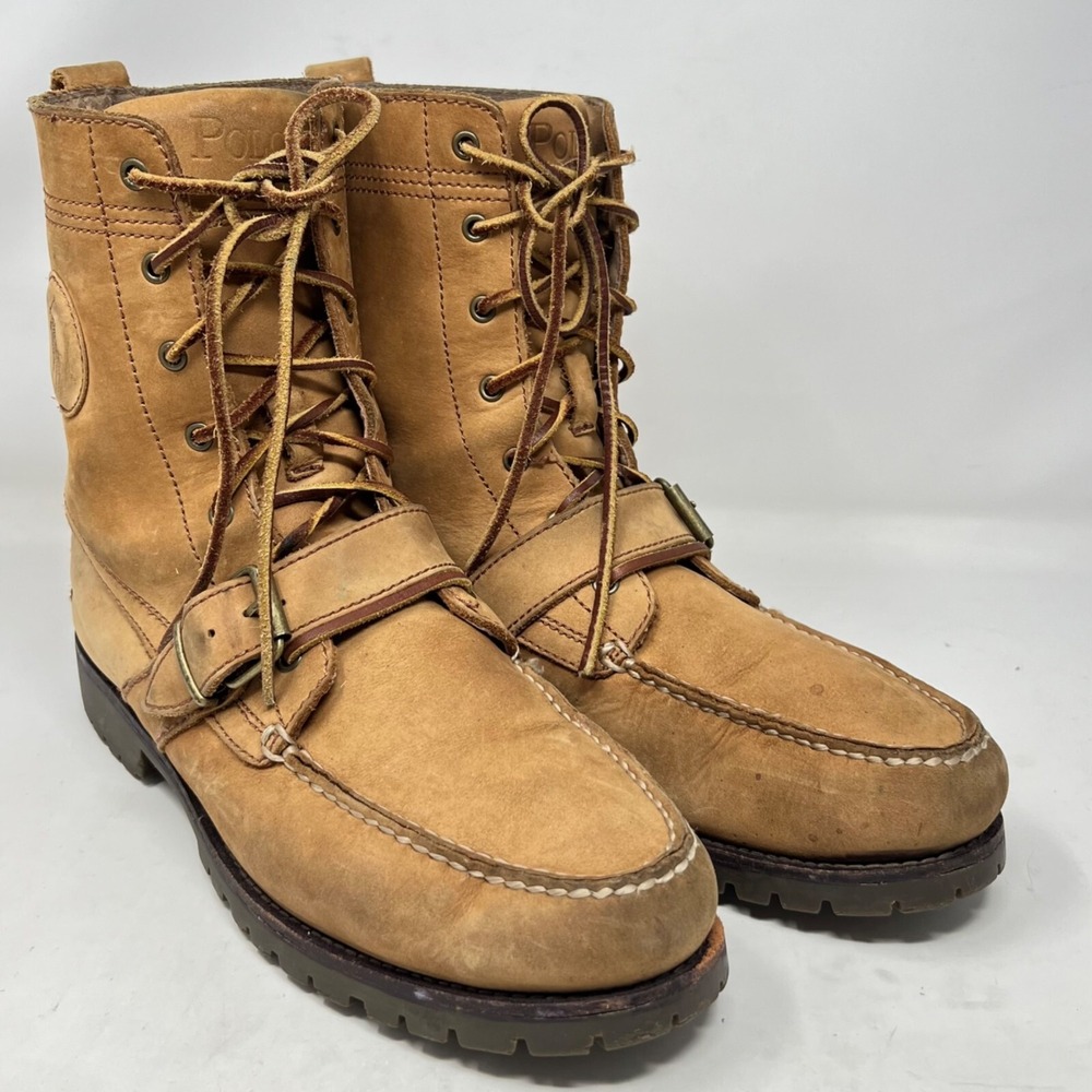 Polo Ralph Lauren Ranger Tan Leather Boots Mens 11.5D Combat Gorpcore Hipster